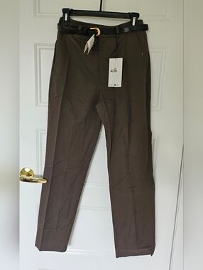 Zara Dark Green Dress Trousers with Black Belt
